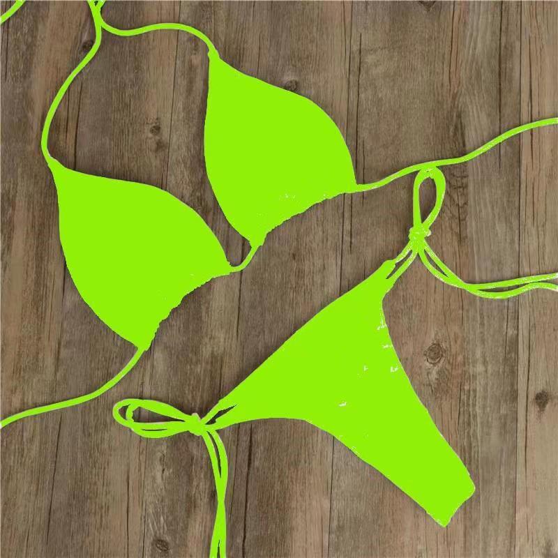 Bikini halter con lazos para mujer, traje de baño dividido con lazos.