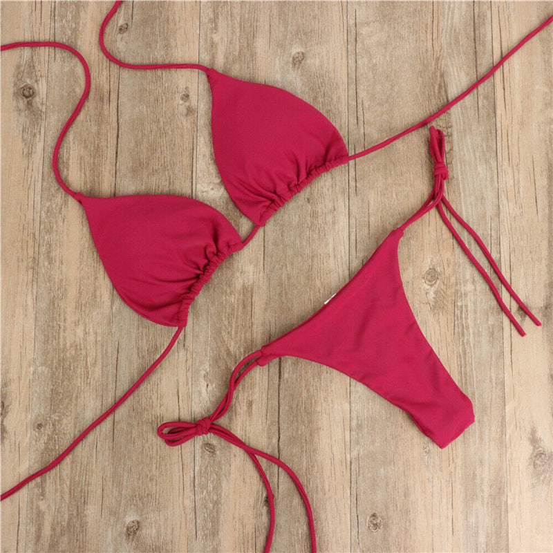Bikini halter con lazos para mujer, traje de baño dividido con lazos.